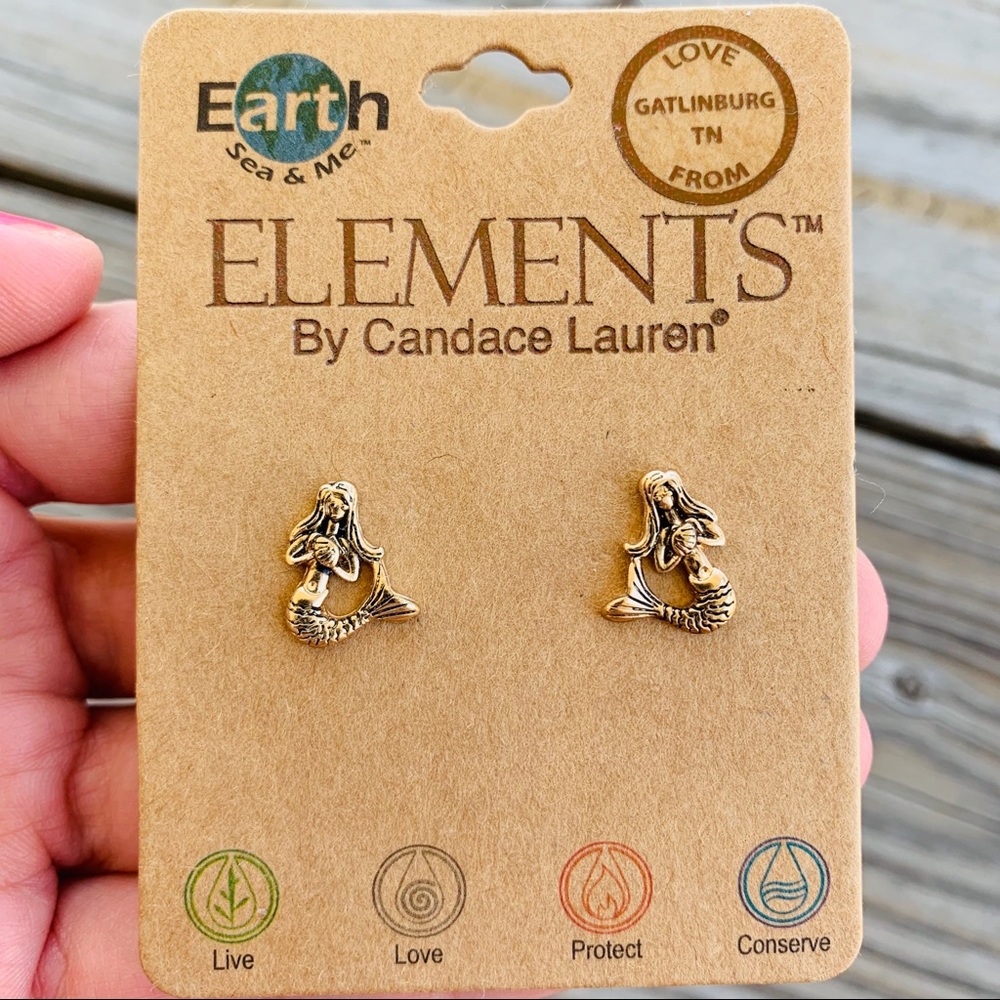 NWT Mermaid Bronze Stud Earrings